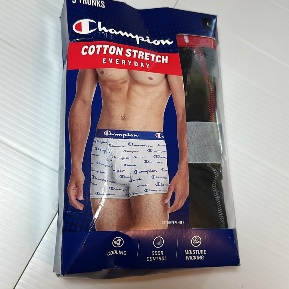 NWT 3PK Champion Stretch Cotton Trunks LG